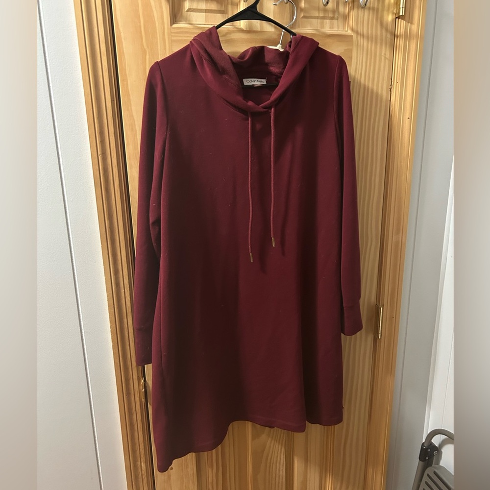 Calvin Klein Tunic/Dress Hooded Sweatshirt